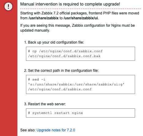 Zabbix upgrade process